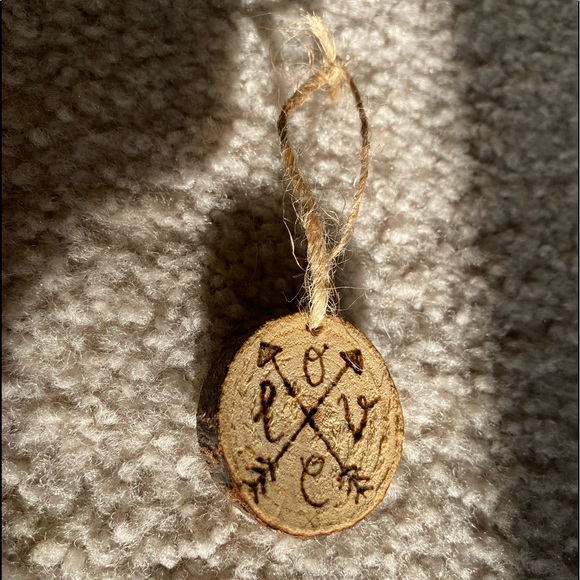 Love Wood Burned Ornament - Picture 2 of 5
